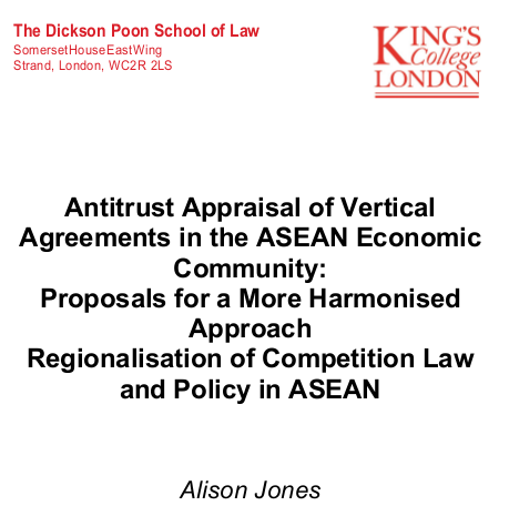 Antitrust Appraisal of Vertical Agreements in the ASEAN Economic Community